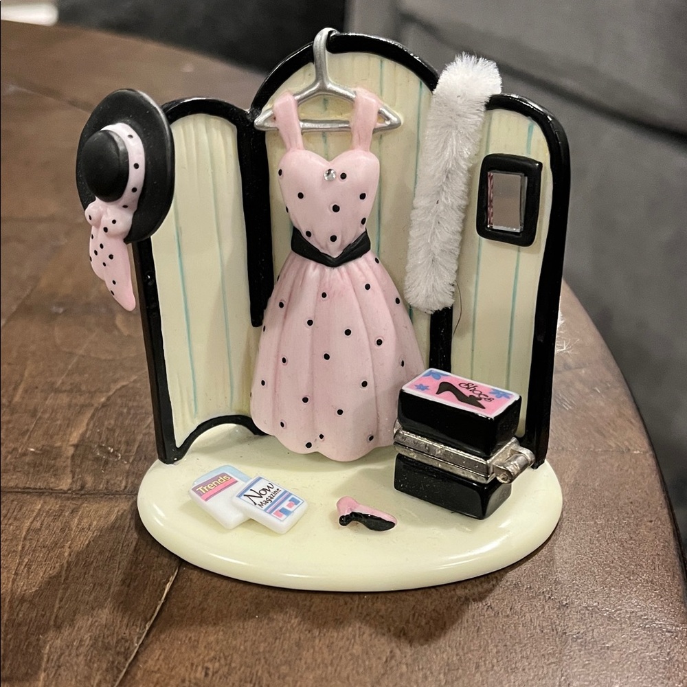 Charming Pink Polka Dot Dress Figurine